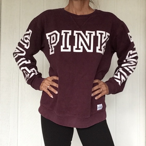 PINK VICTORIAS SECRET COLLEGIATE SWEATSHIRT PURPLE MEDIUM - Picture 2 of 14